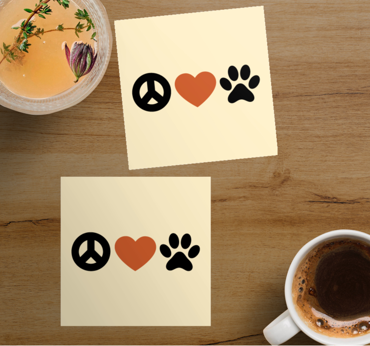 Peace love pets text coasters - TenStickers