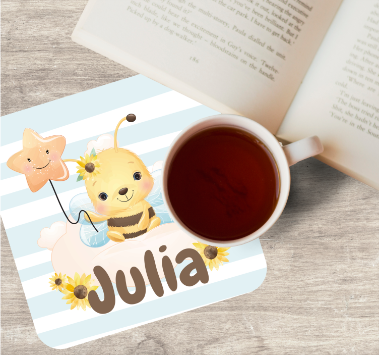 Personalisable coasters with adorable bee and star - TenStickers