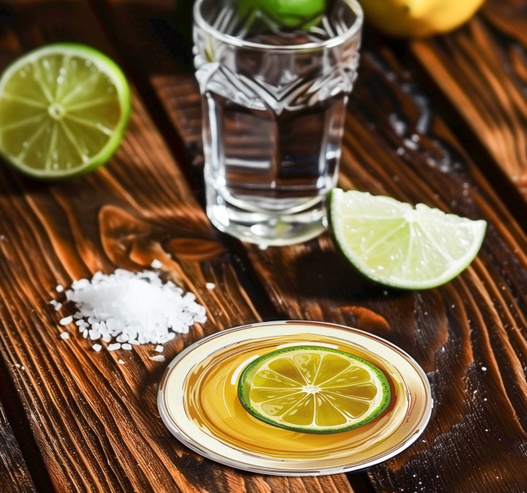 Tequila with lime drink coaster - TenStickers
