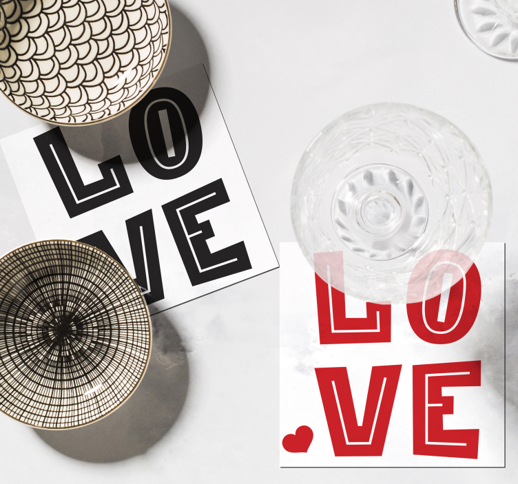 Text coasters bold love typography - TenStickers