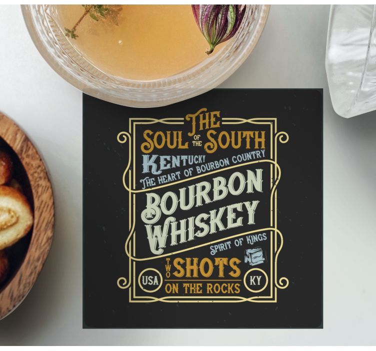 Text coasters bourbon whiskey spirits - TenStickers