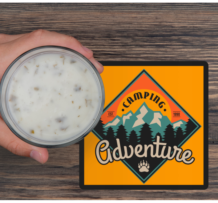 Text coasters camping adventure badge - TenStickers