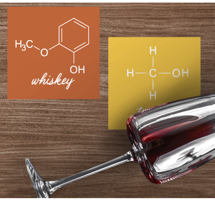 Text coasters chemical structures of spirits - TenStickers