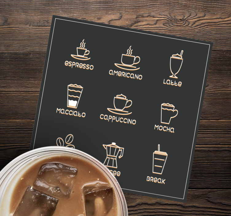 Text coasters coffees and beverages guide - TenStickers