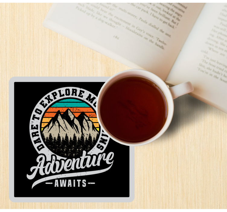 Text coasters explore mountain adventures - TenStickers