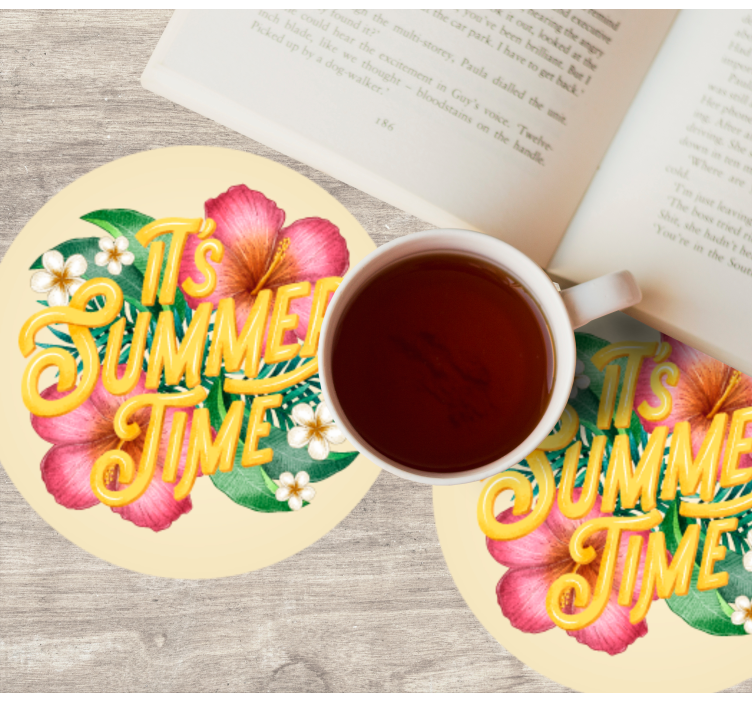 Text coasters floral summer saying - TenStickers