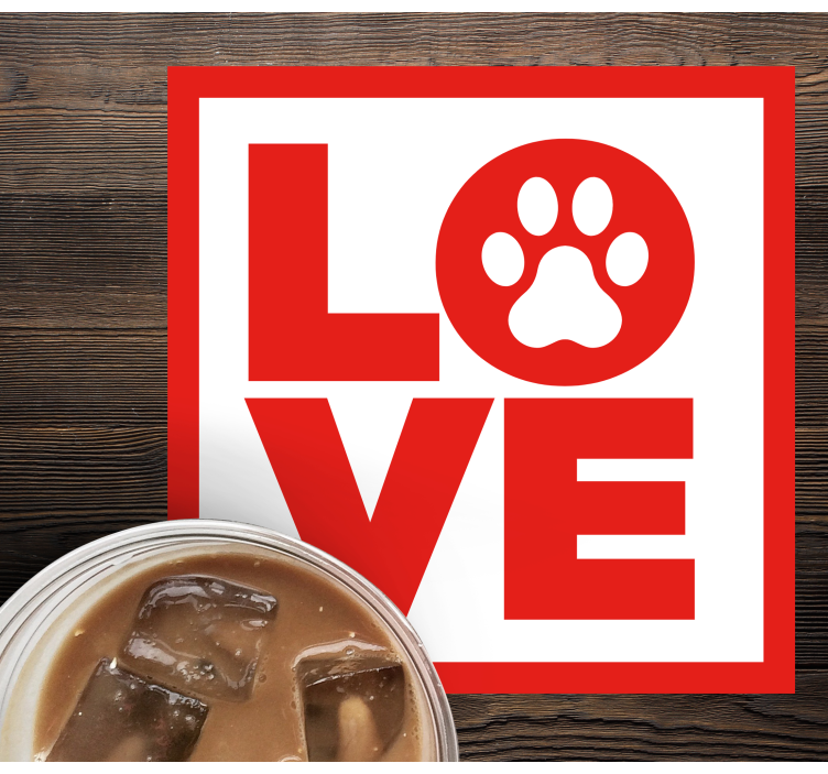 Text coasters love paw design - TenStickers