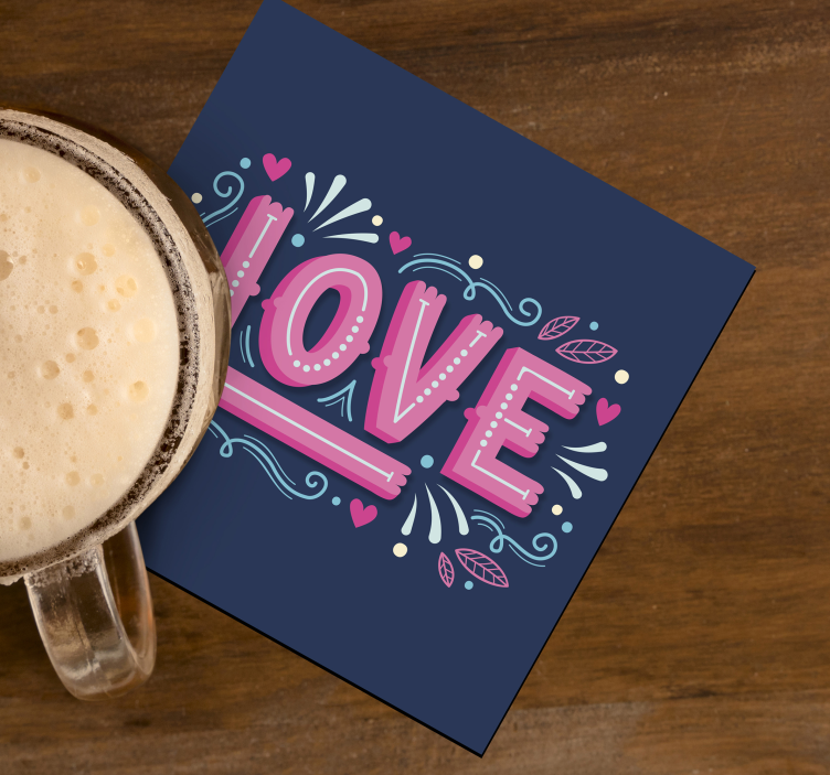 Text coasters playful love typography - TenStickers