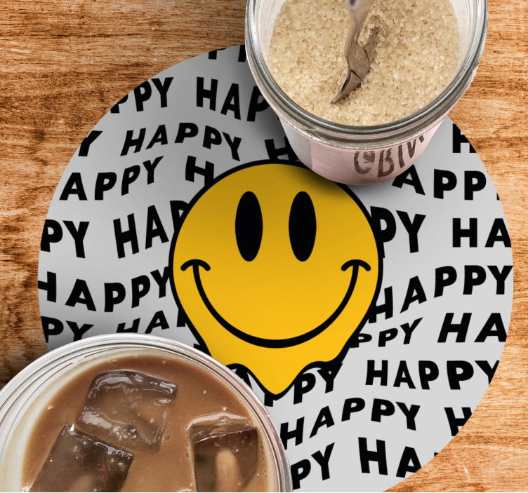 Text coasters smiley face of joy - TenStickers