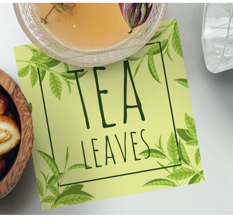 Text coasters with tea leaves design - TenStickers