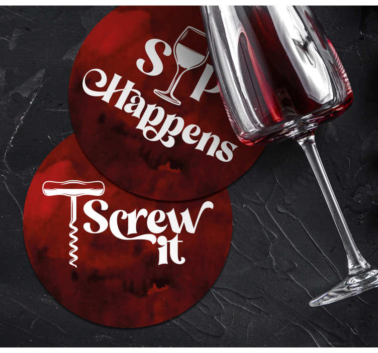 Text coasters with wine humor quotes - TenStickers