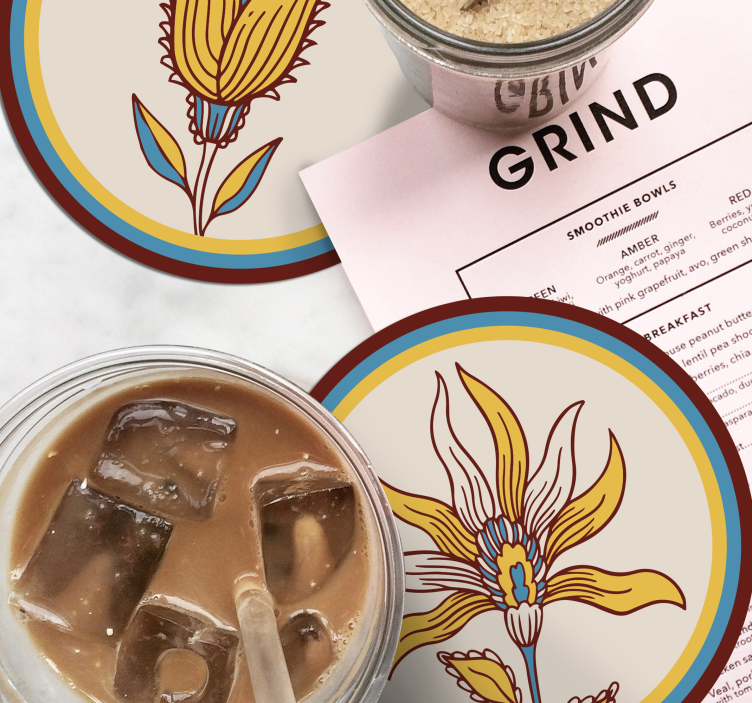 Texture coasters floral pattern set - TenStickers