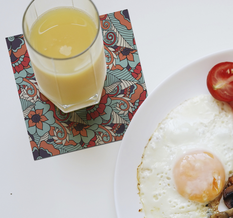 Texture coasters floral print design - TenStickers