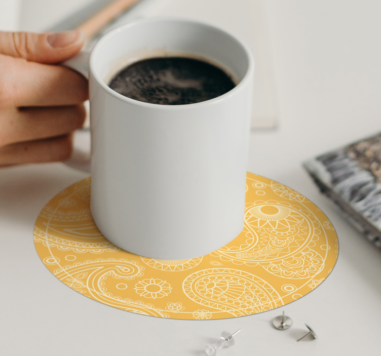 Texture coasters intricate paisley design - TenStickers