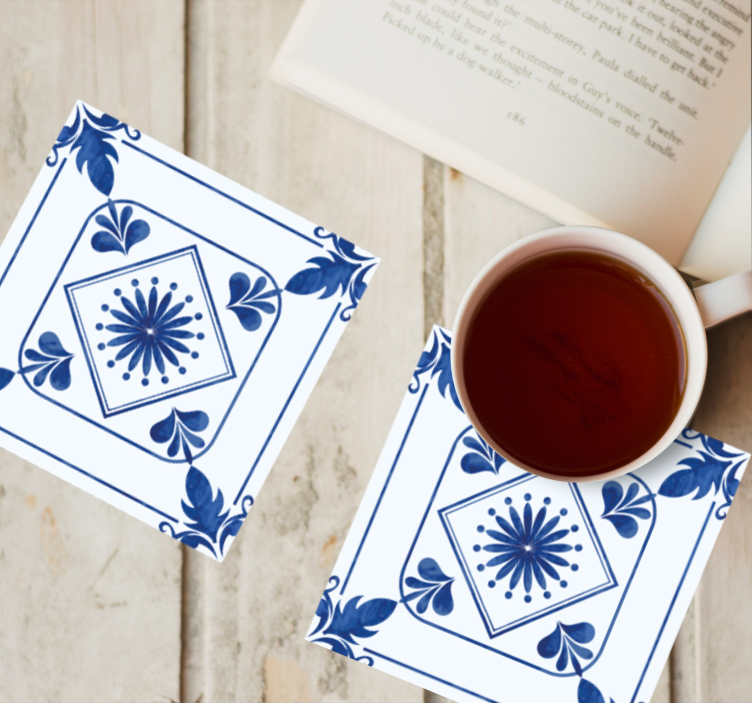 Tile coasters elaborate floral design - TenStickers