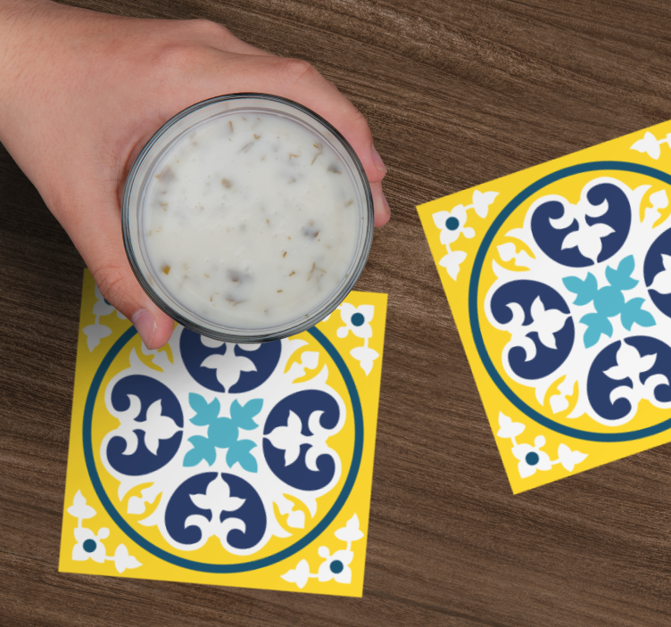 Tile coasters floral pattern ceramic - TenStickers