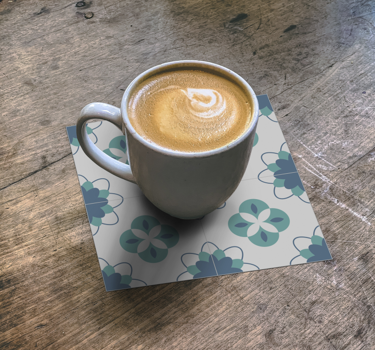 Tile coasters floral tile design - TenStickers