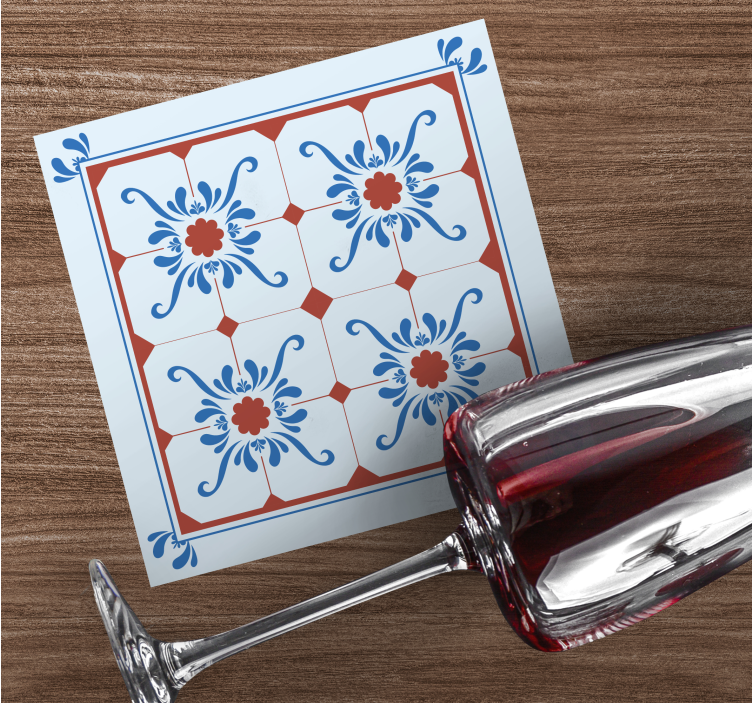 Tile coasters with decorative floral pattern - TenStickers