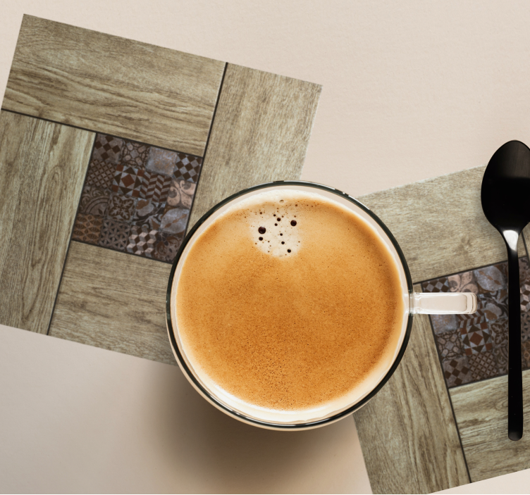 Tile coasters with wooden texture design - TenStickers
