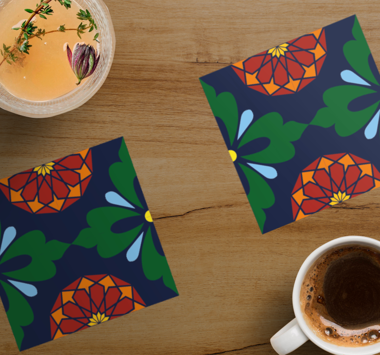 Vibrant botanical print tile coasters - TenStickers