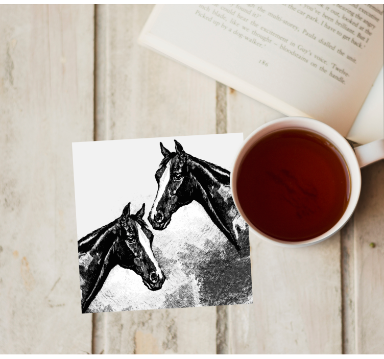 Vintage coasters double horse heads - TenStickers