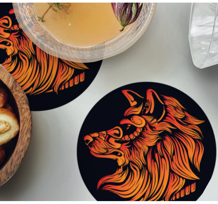 Vintage coasters fierce wolf design - TenStickers