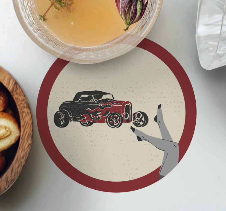 Vintage coasters flaming hot rod - TenStickers
