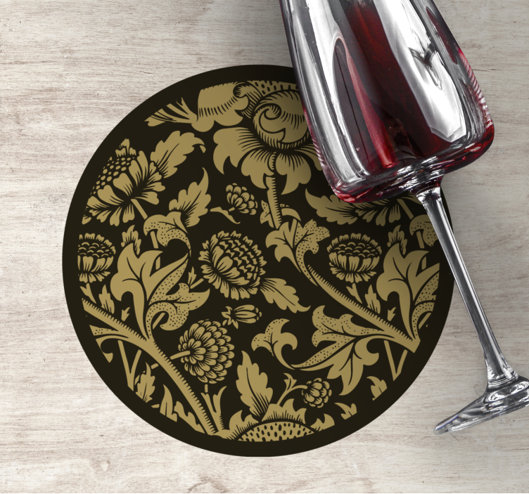 Vintage coasters floral gold design - TenStickers