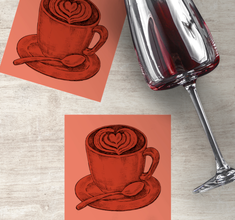 Vintage coasters heart motif coffee cup - TenStickers