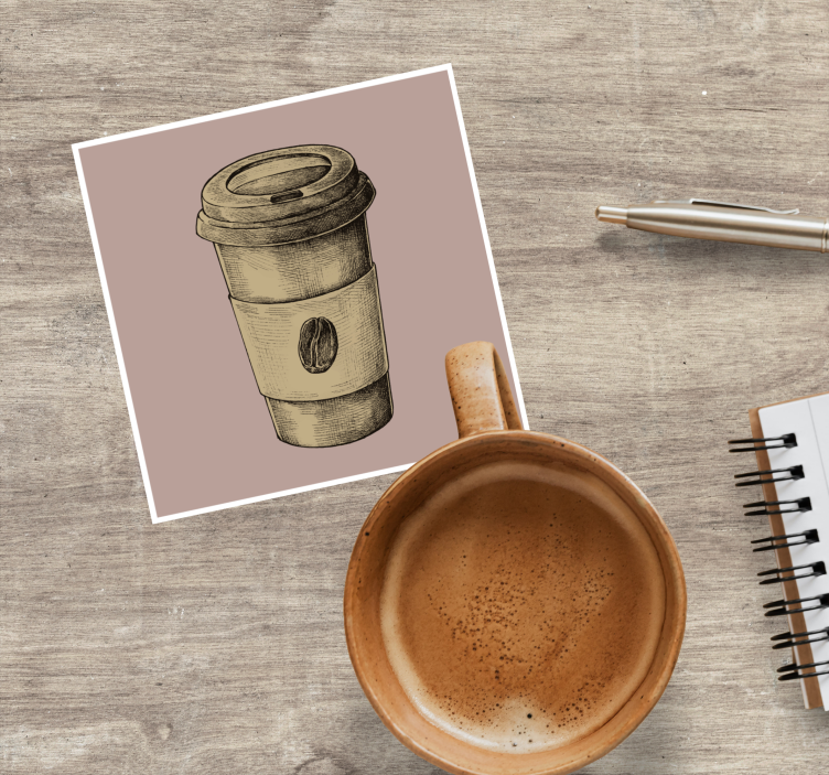 Vintage coasters illustrated coffee cup - TenStickers