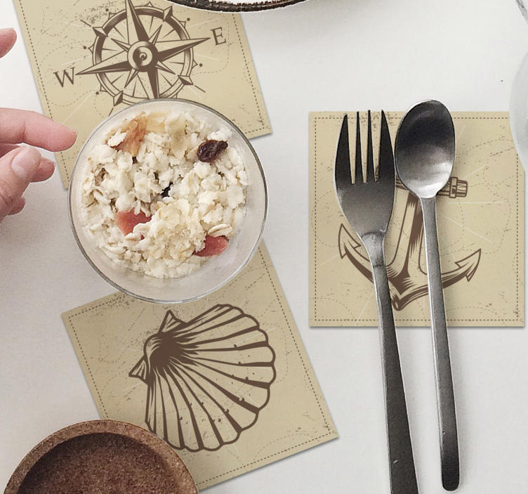 Vintage coasters nautical symbols set - TenStickers