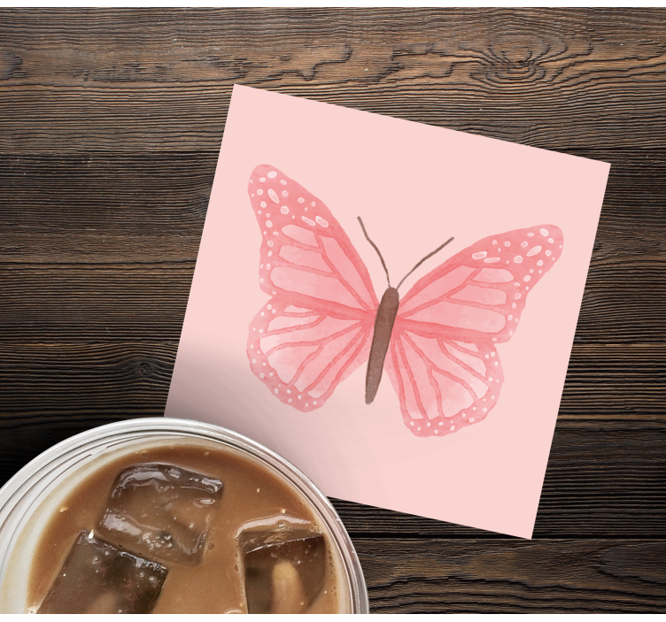 Vintage coasters pink butterfly artwork - TenStickers
