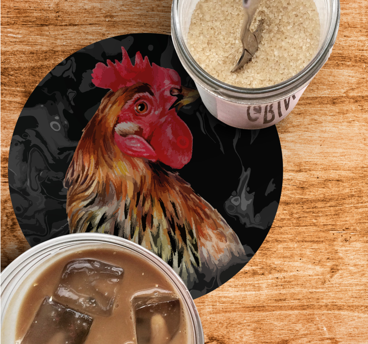 Vintage coasters realistic rooster portrait - TenStickers