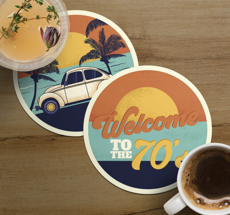 Vintage coasters retro coastal view - TenStickers