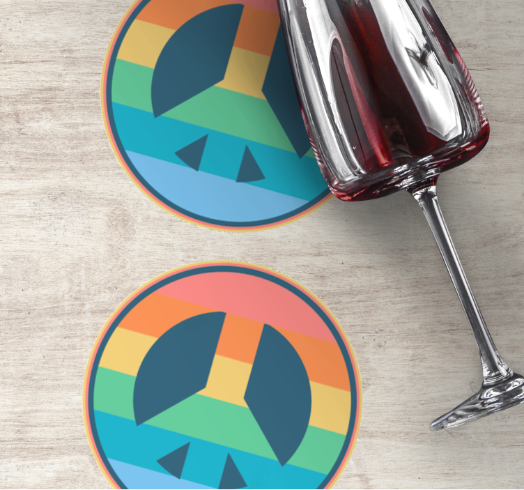 Vintage coasters retro peace sign - TenStickers