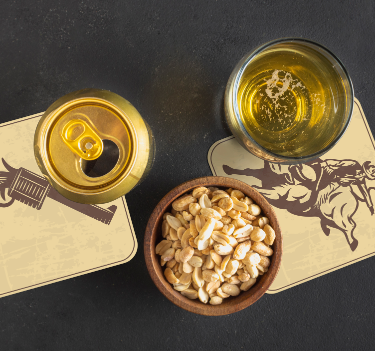 Vintage coasters rodeo cowboy vintage art - TenStickers