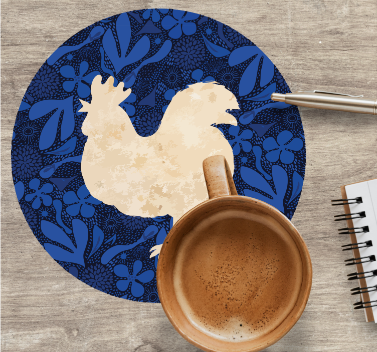 Vintage coasters rooster floral silhouette - TenStickers