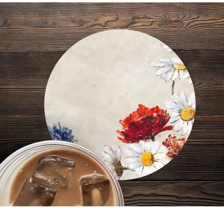 Vintage coasters vibrant flower arrangement - TenStickers