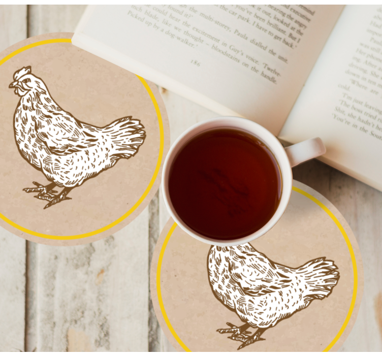 Vintage coasters with charming chicken design - TenStickers