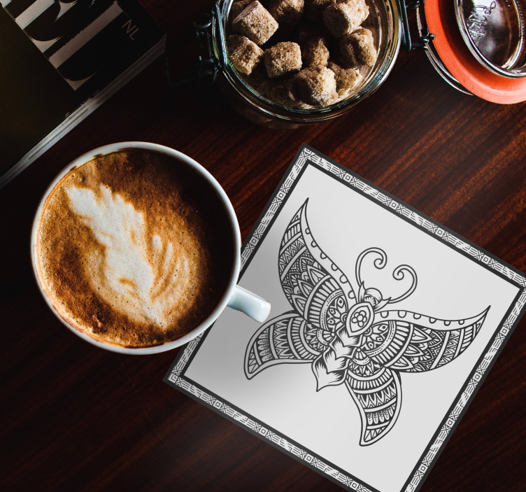 Vintage coasters with detailed butterfly design - TenStickers
