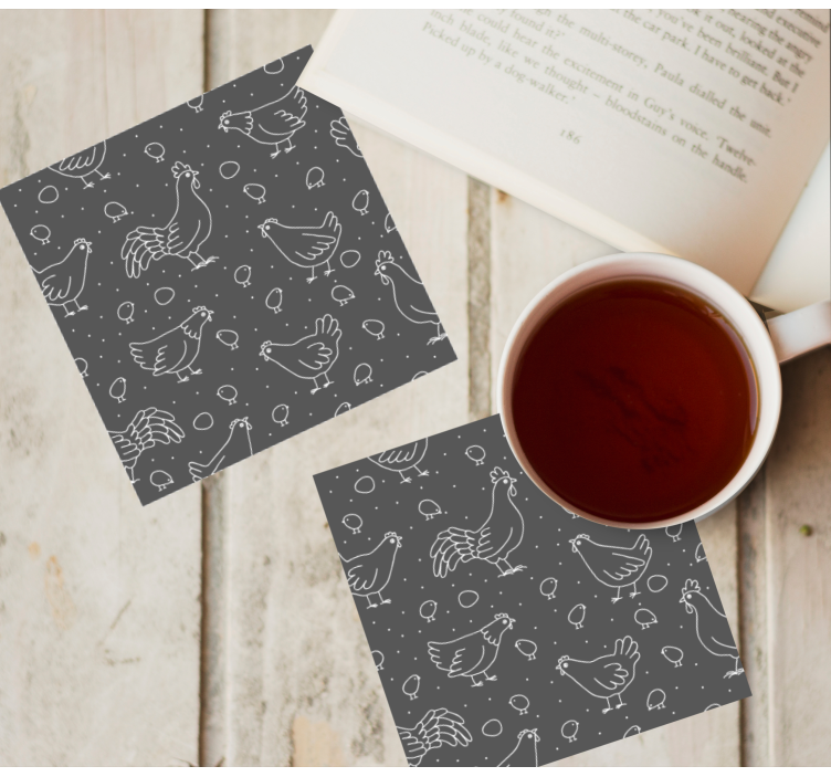 Vintage coasters with hen and chick patterns - TenStickers