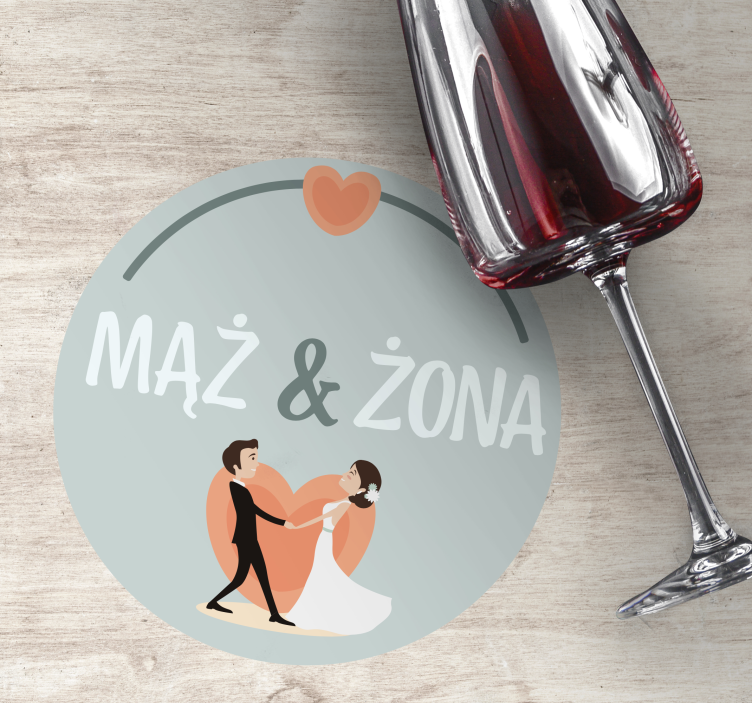 Wedding coasters bride and groom heart design - TenStickers