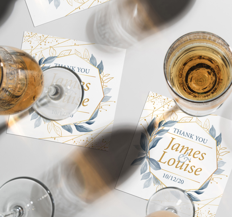 Wedding coasters elegant floral thank you cards - TenStickers