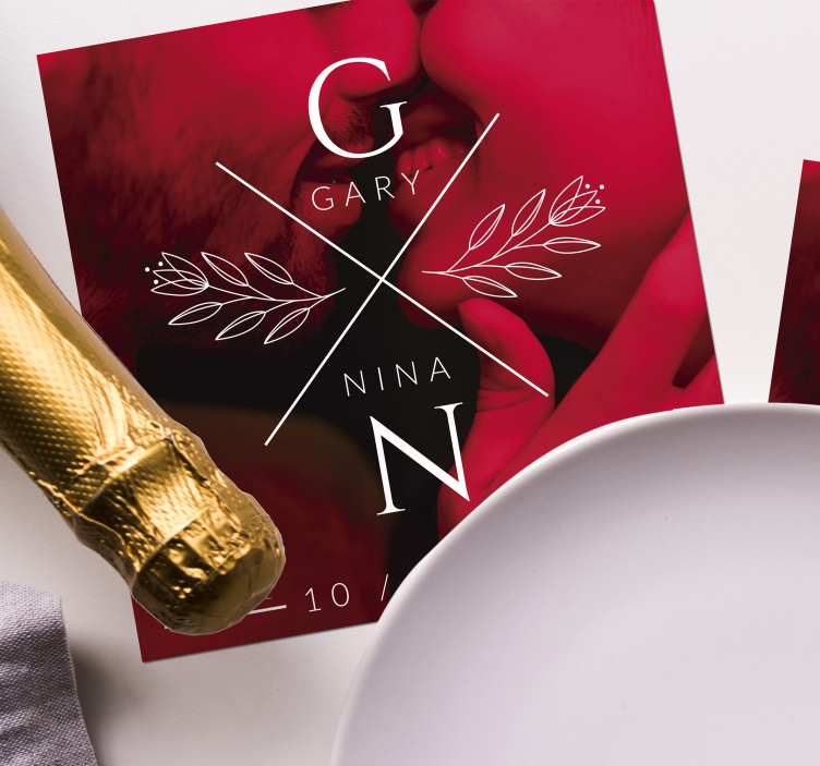 Wedding coasters personalized couple initials - TenStickers