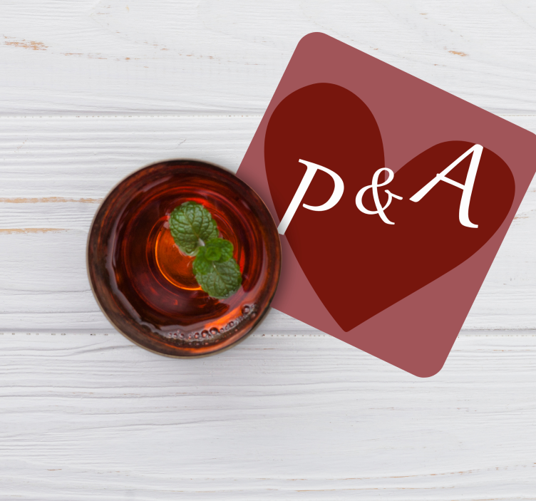 Wedding coasters personalized heart design - TenStickers