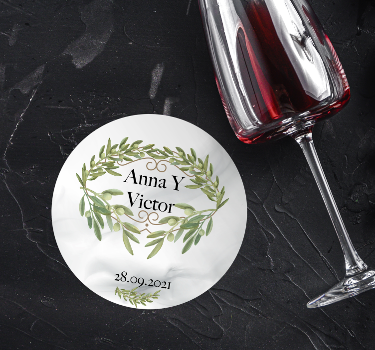 Wedding coasters with olive wreath design - TenStickers