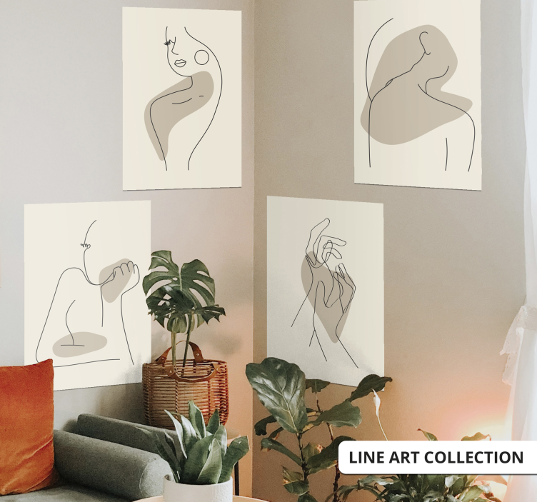 Abstract line art hands poster - TenStickers