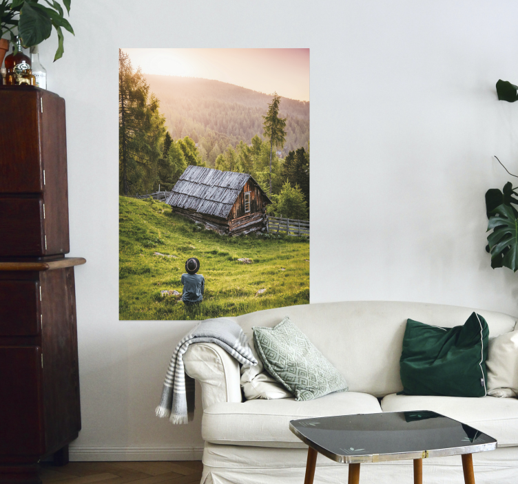 House in mountain landscape forest poster - TenStickers