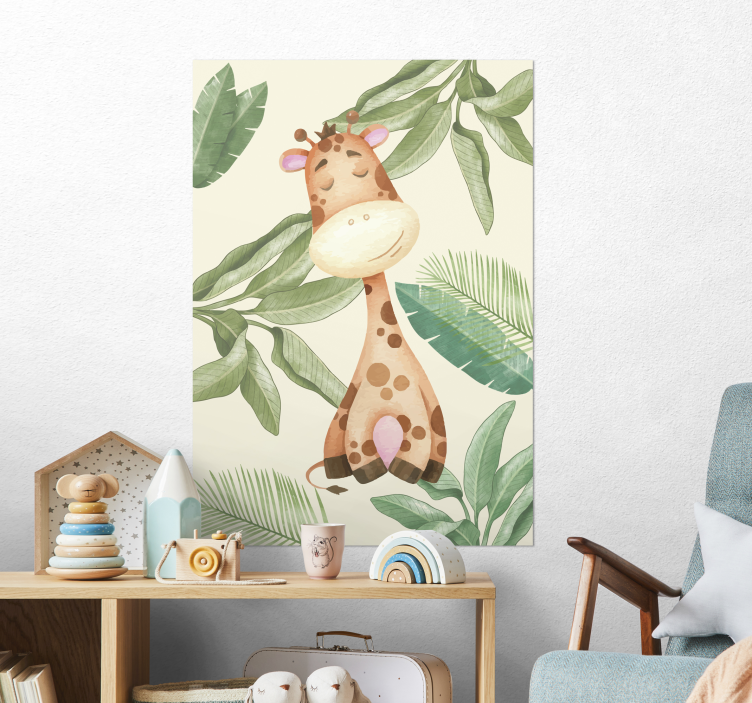Cute jungle giraffe wild animal kid's poster - TenStickers