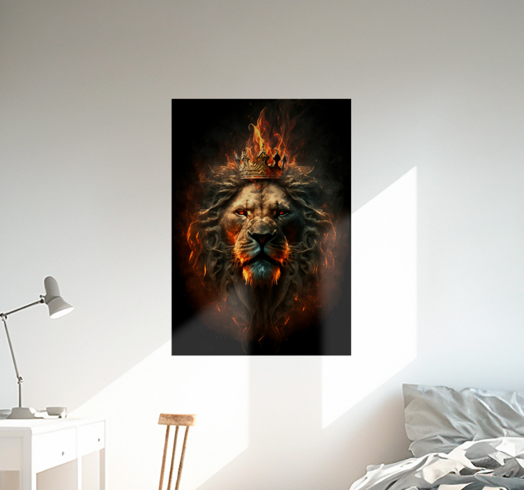 Lion King in Flames animal poster - TenStickers